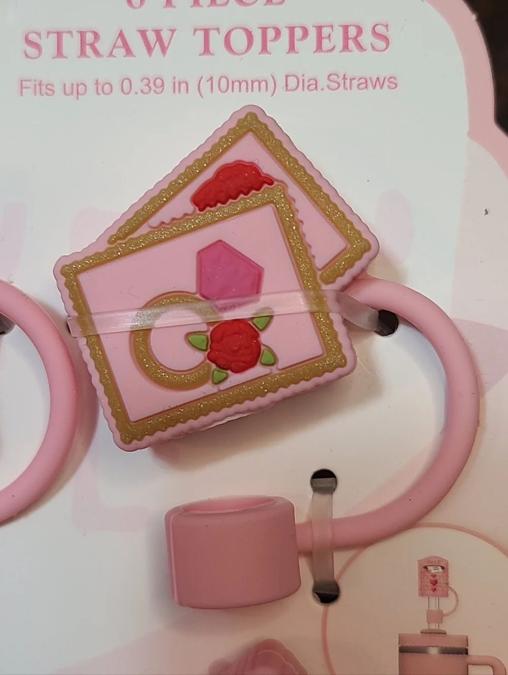 CWC Pink Love Theme Straw Toppers - 12 (2 Packs of 6)